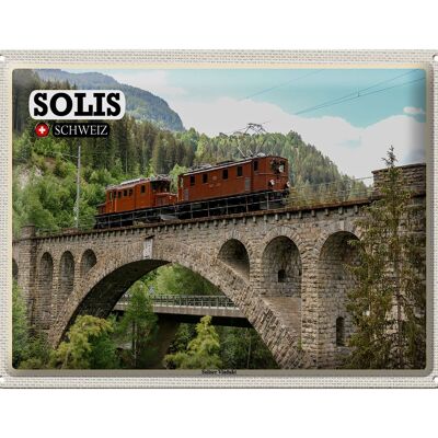 Cartel de chapa de viaje Solis Suiza Puente Viaducto Soliser 40x30cm