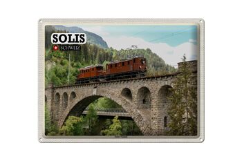Panneau en étain voyage Solis Suisse Soliser viaduc pont 40x30cm 1