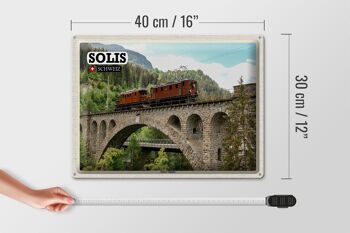 Panneau en étain voyage Solis Suisse Soliser viaduc pont 40x30cm 4