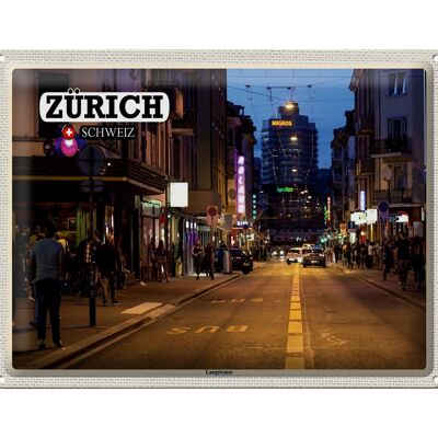 Plaque en tôle voyage Zurich Suisse Langstrasse 40x30cm