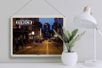 Plaque en tôle voyage Zurich Suisse Langstrasse 40x30cm 3