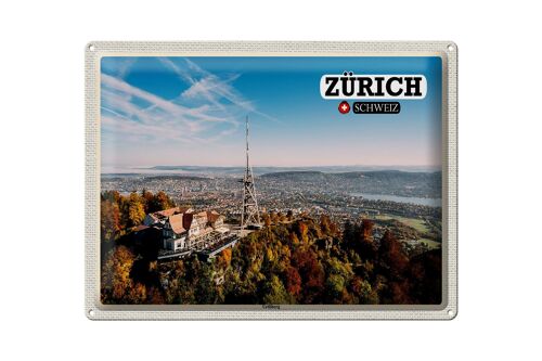 Blechschild Reise Zürich Schweiz Uetliberg Stadt 40x30cm