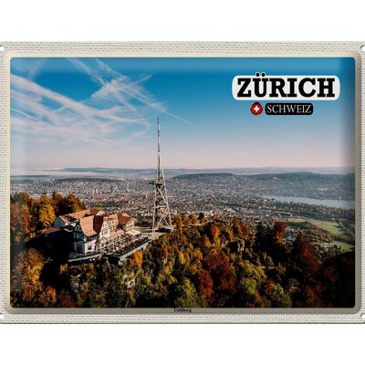 Plaque en tôle voyage Zurich Suisse ville d'Uetliberg 40x30cm