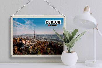 Plaque en tôle voyage Zurich Suisse ville d'Uetliberg 40x30cm 3