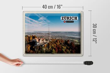 Plaque en tôle voyage Zurich Suisse ville d'Uetliberg 40x30cm 4