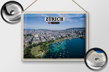 Plaque en tôle voyage Zurich Suisse Lac de Zurich bateaux 40x30cm 2