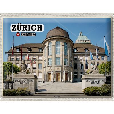 Plaque en étain voyage Zurich Suisse Centre universitaire 40x30cm