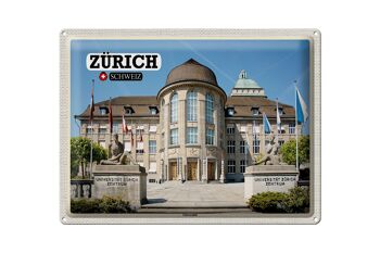 Plaque en étain voyage Zurich Suisse Centre universitaire 40x30cm 1