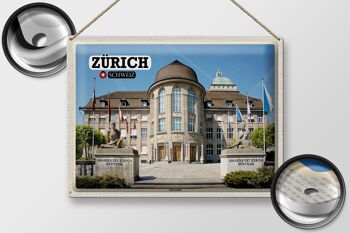 Plaque en étain voyage Zurich Suisse Centre universitaire 40x30cm 2