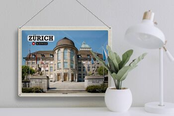 Plaque en étain voyage Zurich Suisse Centre universitaire 40x30cm 3