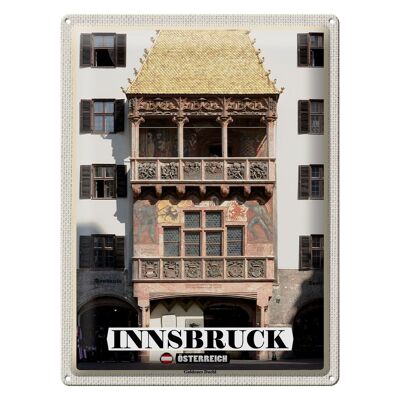 Cartel de chapa Travel Innsbruck Austria Tejado Dorado 30x40cm
