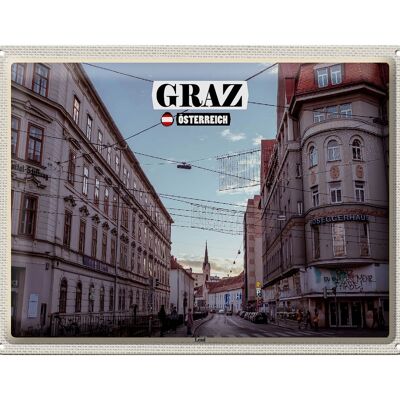Panneau en étain voyage Graz Autriche Lend city 40x30cm