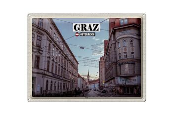 Panneau en étain voyage Graz Autriche Lend city 40x30cm 1
