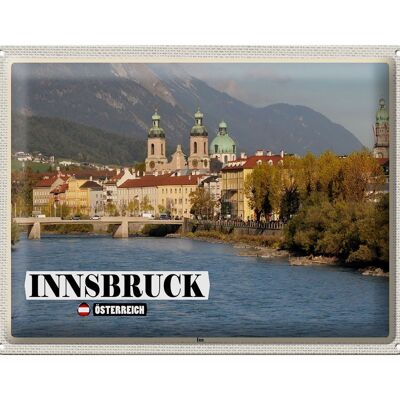 Blechschild Reise Innsbruck Österreich Inn Fluss 40x30cm