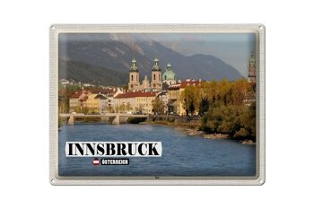 Signe en étain voyage Innsbruck autriche Inn River 40x30cm 1