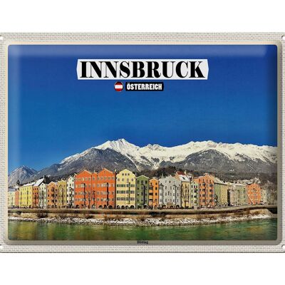 Signe en étain voyage Innsbruck autriche montagnes Hötting 40x30cm