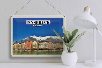 Signe en étain voyage Innsbruck autriche montagnes Hötting 40x30cm 3