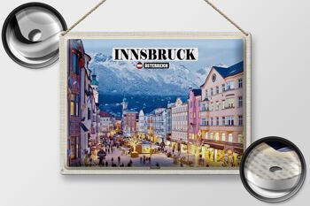 Plaque en tôle Voyage Innsbruck Autriche Noël 40x30cm 2
