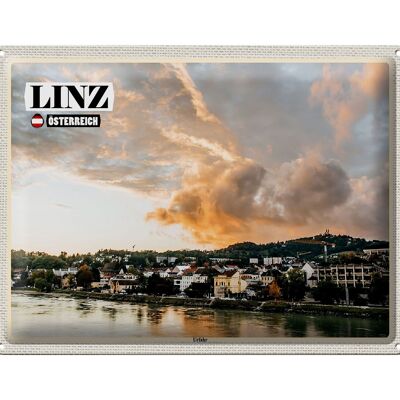 Cartel de chapa viaje Linz Austria río Urfahr 40x30cm