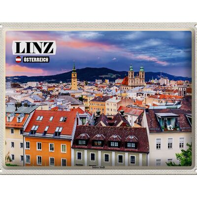 Targa in metallo da viaggio Linz Austria centro città 40x30 cm