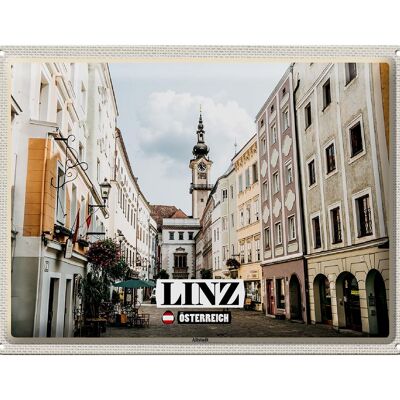 Cartel de chapa Travel Linz Austria Iglesia del casco antiguo 40x30cm