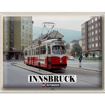 Plaque en tôle voyage Innsbruck Autriche Pradl ville 40x30cm