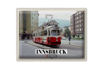 Plaque en tôle voyage Innsbruck Autriche Pradl ville 40x30cm 1