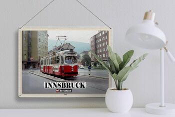 Plaque en tôle voyage Innsbruck Autriche Pradl ville 40x30cm 3
