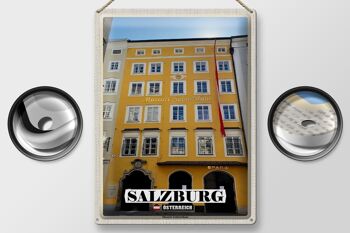 Plaque en tôle voyage Salzbourg Lieu de naissance de Mozart 30x40cm 2