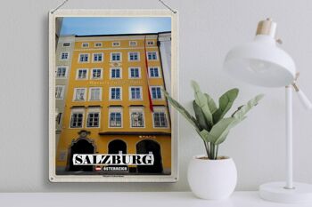 Plaque en tôle voyage Salzbourg Lieu de naissance de Mozart 30x40cm 3