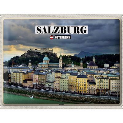 Cartel de chapa viaje Salzburgo Austria casco antiguo 40x30cm