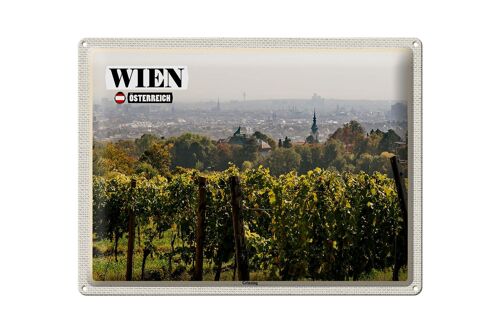 Blechschild Reise Wien Österreich Grinzing Weinfelder 40x30cm