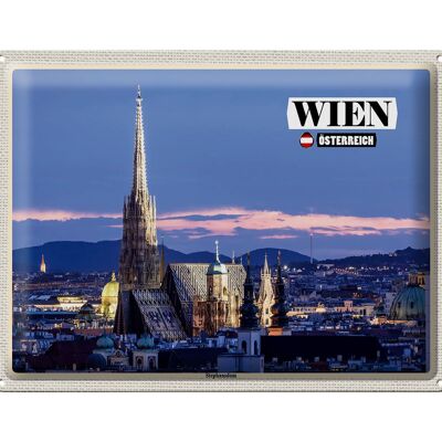 Cartel de chapa de viaje Viena Austria Catedral de San Esteban 40x30cm