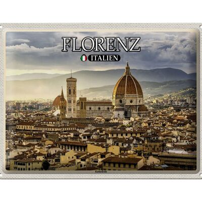 Cartel de chapa de viaje Florencia Italia Catedral Arquitectura 40x30cm