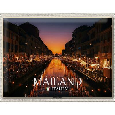 Blechschild Reise Mailand Italien Navigli-Viertel 40x30cm