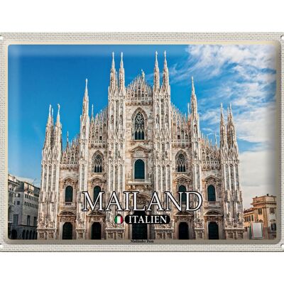 Cartel de chapa de viaje Italia Milán Catedral de Milán 40x30cm
