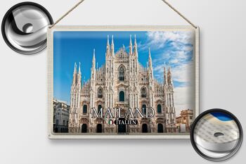 Signe en étain voyage italie Milan cathédrale de Milan 40x30cm 2