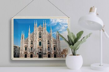 Signe en étain voyage italie Milan cathédrale de Milan 40x30cm 3
