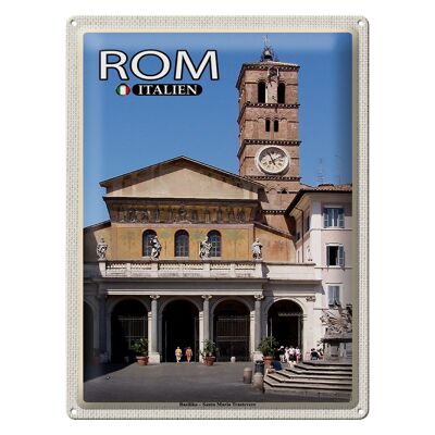 Cartel de chapa de viaje Roma Basílica Santa María Trastevere 30x40cm