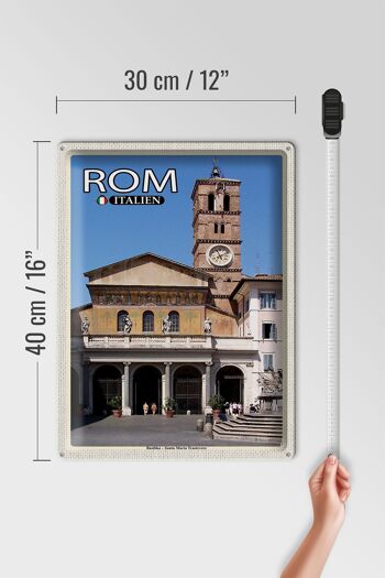 Signe en étain voyage Rome basilique Santa Maria Trastevere 30x40cm 4