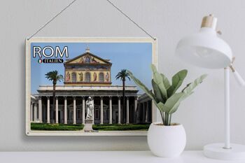 Signe en étain voyage Rome Italie Basilique Saint Paul 40x30cm 3