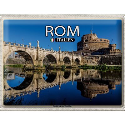 Cartel de chapa de viaje Roma Italia Puente de Sant'Angelo 40x30cm