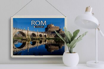 Signe en étain voyage Rome Italie pont Saint-Ange 40x30cm 3