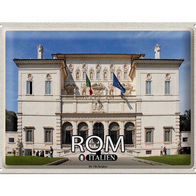 Cartel de chapa de viaje Roma Italia La Villa Borghese 40x30cm