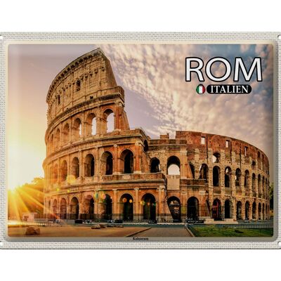 Cartel de chapa de viaje Roma Italia Coliseo Arquitectura 40x30cm