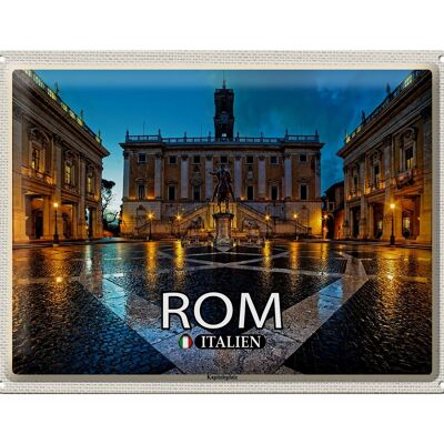 Cartel de chapa de viaje Roma Italia Capitol Square arquitectura 40x30cm