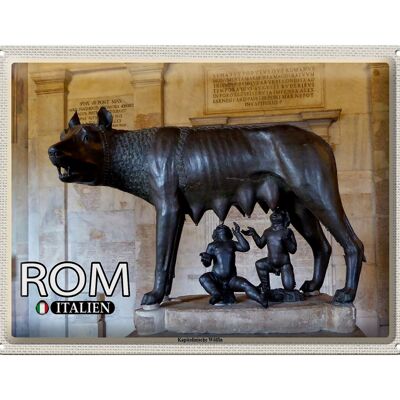 Targa in metallo Viaggio Roma Italia Lupa Capitolina 40x30 cm
