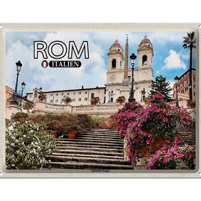 Cartel de chapa de viaje Roma Italia Iglesia de la Plaza de España 40x30cm