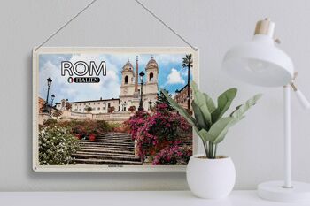 Signe en étain voyage Rome italie marches espagnoles église 40x30cm 3