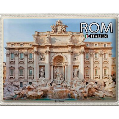 Cartel de chapa de viaje Roma Italia Escultura de la Fontana de Trevi 40x30cm